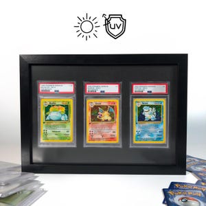 PSA PGS CGC Cornice per carte collezionabili 3x Cornice per carte collezionabili da parete Custodia per foto Pokémon Sport Cornice Protezione UV e supporto opzionale