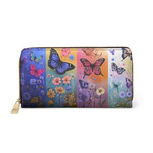 Cartera con cremallera y diseño de mariposas de colores, elegante cartera floral, perfecta para adolescentes y adultos, un gran regalo para cumpleaños y celebraciones.