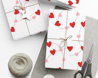Cadeaupapier - Love Heart Cadeaupapier, Valentijnsdagcadeau, Verjaardagscadeaupapier, Jubileumverpakking, Knutselbenodigdheden