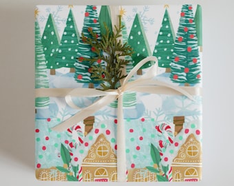 Festive Trees Gift Wrapping paper, Matte Finish, 3 Pack