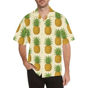 Pineapple Hawaiian Print Shirt, Island Vibes Vacation Shirt, Beach Fun Shirt, Lounge Shirt, Men&#39;s Gift Shirt