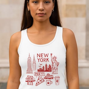 New York City Women&#39;s Tank Top - Travel Souvenir, Summer Outfit, Gift for NYC Lovers, Vacation Apparel, Cityscape Design