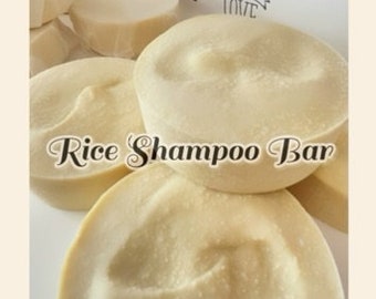 Rice Shampoo Bar - Real Basmati Rice & Oat Cream - Camphor Eucalyptus Artisan Cold Process Vegan Soap - Good for oily hair and skin