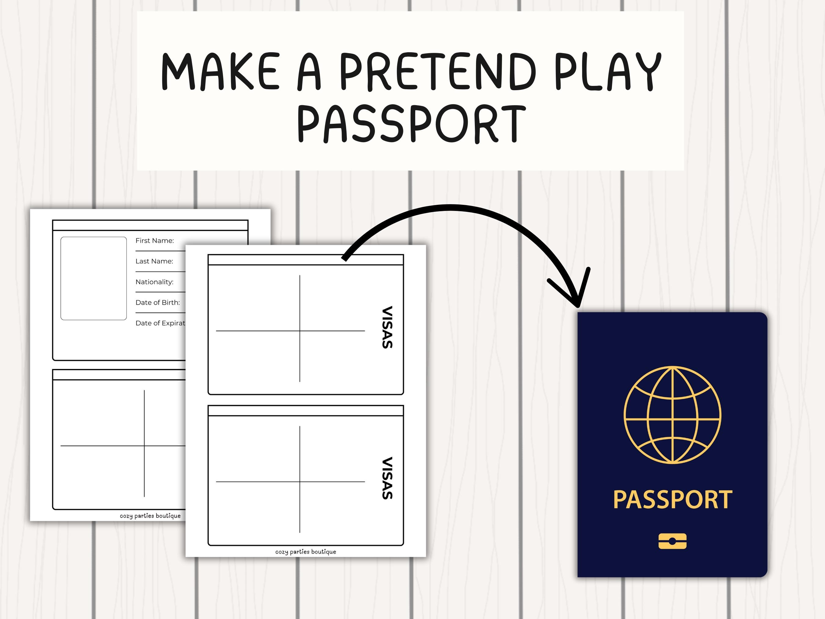 Pretend Play Printable Bundle Kids Passport Set Teacher Play Set Doctor ...