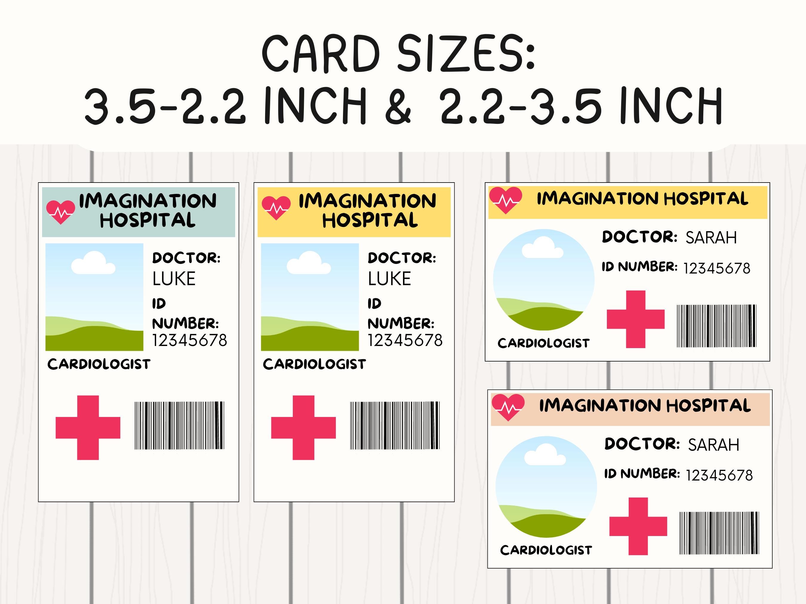 Editable Kids Doctor ID Badge Nurse Name Tag Pretend Play Medical Id ...