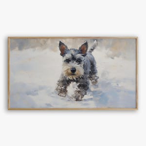 Frame TV Art | Vintage Miniature Schnauzer Oil Painting | Digital Download