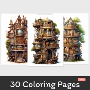 Adult Coloring Book: Fantasy Libraries | Instant Download | Printable PDF | Coloring Book | Coloring Page