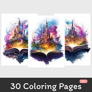 Adult Coloring Book: Fantasy Magic Books | Instant Download | Printable PDF | Coloring Book | Coloring Page