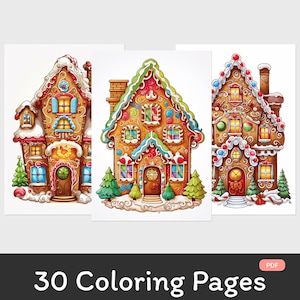 Adult Coloring Book: Fantasy Gingerbread Houses | Instant Download | Printable PDF | Coloring Book | Coloring Page
