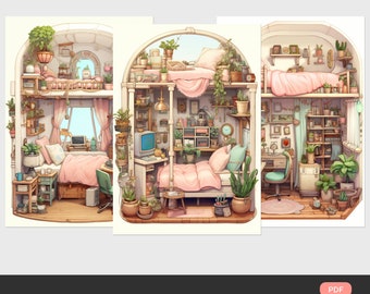 Libro da colorare Rooms: pagine stampabili per adulti (PDF)