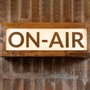 On Air LED Lightbox Sign for Podcasts, Streaming, Recording Studio or Home Decor - Reclaimed Wood - Perfect Gift for Content Creators