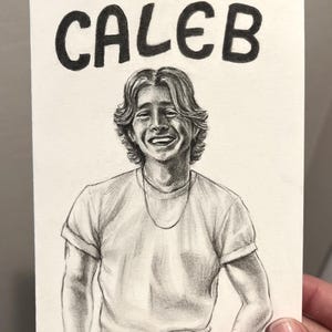 Cartão de aniversário personalizado com retrato – Ilustração a lápis desenhada à mão com nome | Lembrança de aniversário personalizada | Cartão exclusivo feito à mão