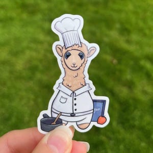シェフラマステッカー、かわいいアルパカ動物クック、赤ちゃん、子供、誕生日プレゼント、男の子、女の子、家族への面白いプレゼント、キッチン遊びごっこ遊び