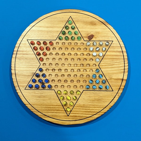 Free UPS Shipping!  Extra Large 18 inch  Engraved Chinese Checkers Game Board -Pegs or Marbles