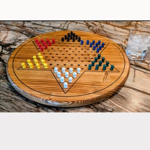 Extra Large 18 inch  Engraved Chinese Checkers Game Board -Pegs or Marbles
