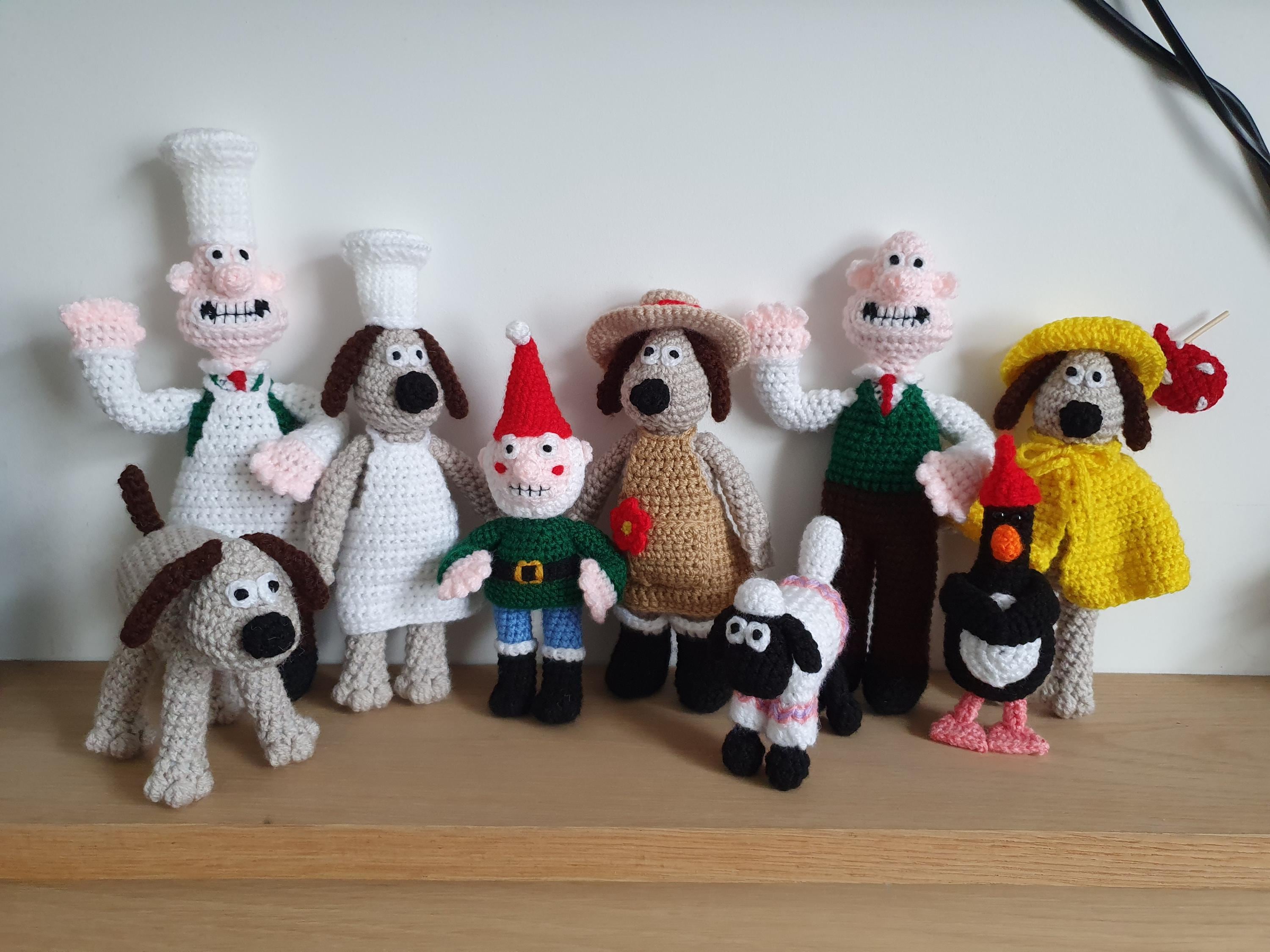 Wallace & Gromit Crochet Figures. Wallace, Gromit, Shaun the