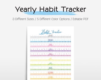 Yearly Habit Tracker Habit Tracker Printable Habit Tracker Digital