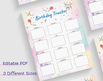 Tracker compleanno Tracker anniversario compleanno Calendario compleanno Planner compleanno Planner digitale Planner compleanno stampabile