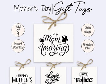 Mother’s Day Gift Tags Printable | Cute Tags for Mom | Digital Stickers for Planners | Instant Download PDF PNG