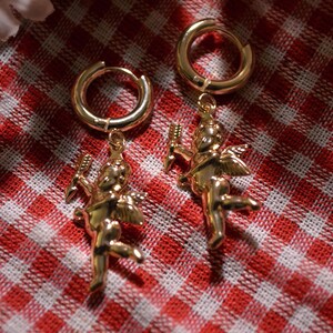 Gold Cupid Angel Cherub Valentine’s Day Earrings