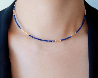 Lapis Beaded Minimalist Necklace: Handmade Gifts For Her