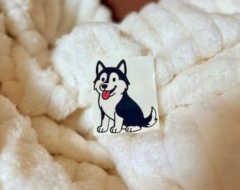 Cute Husky Sticker – Cartoon Siberian Husky Vinyl Sticker, Dog Lover Gift, Kawaii Puppy Decal, Laptop Water Bottle Planner Sticker