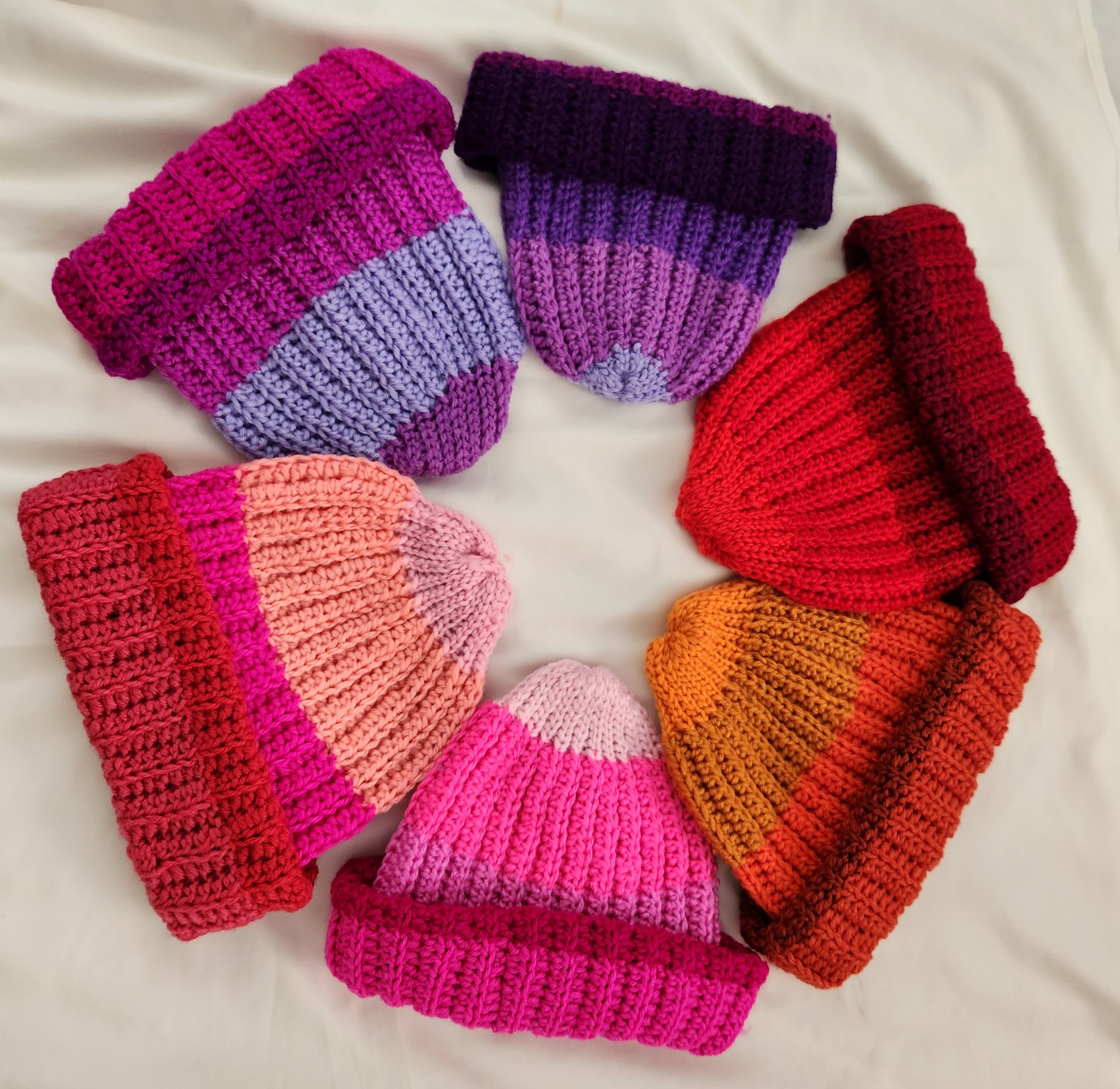 Handmade Unisex Knit Crochet Beret Hat Teen Adult OS Blue Yellow Green Pink Colorful Crochet Beret Hat - Etsy main image 2