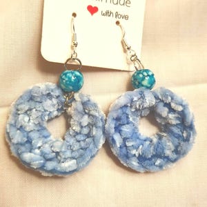 Handmade Velvet Hoop Earrings: Crochet Bead Jewelry, Donut Loop
