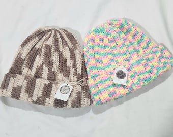 Handmade Multicolor Crochet Beanie: Rainbow Winter Hat