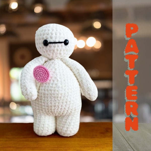 Baymax Crochet Amigurumi Pattern, Instant Download PDF, Crochet Character Tutorial, DIY Toy, Cute Gift Idea, Mini Baymax Crochet Pattern