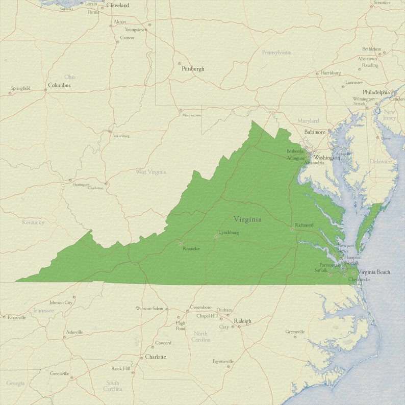 Virginia Map Bundle: Styles Include Simple, Detailed, Rich, Elegant ...