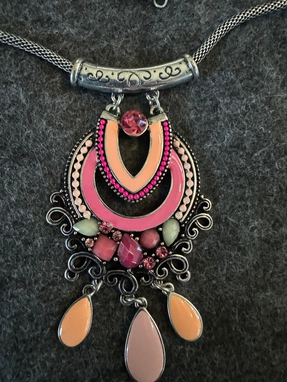 Vibrant Colored Fashion Enamel Necklace - image 1