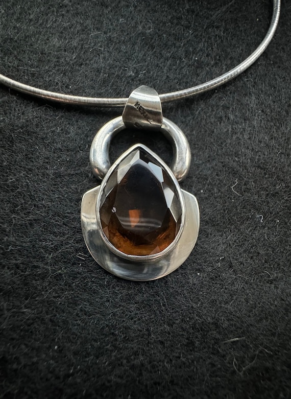 Stone and Sterling Silver Pendant and Chain Neckl… - image 1