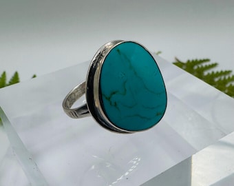 Sterling Silver Turquoise Ring | Statement Ring | Southwestern Boho Jewelry
