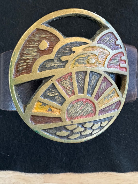 1970s Ecology Designs Groovy Brass Belt Buckle an… - image 10