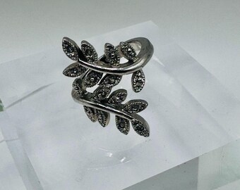 Sterling Silver Leaf Wrap Ring | Botanical Vine Ring | Adjustable Nature Inspired Statement Ring