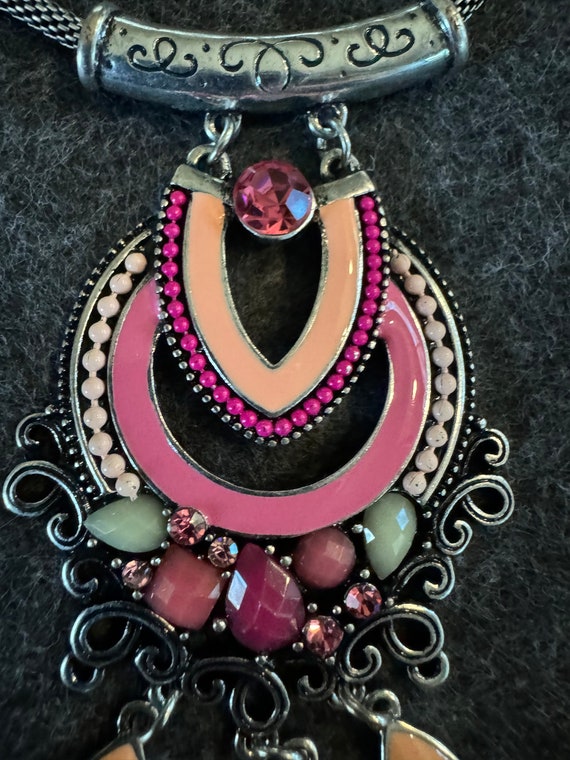 Vibrant Colored Fashion Enamel Necklace - image 2