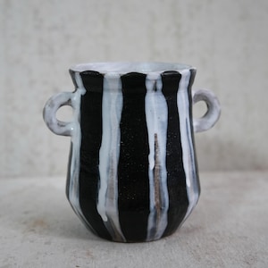 Black and White Ceramic Bud Vase | Unique Flower Vase | Small Flower Vase Pottery |  Modern | Minimalist Home Decor | Boho Vase