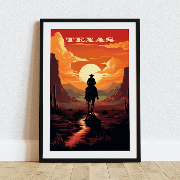 Texas Travel Poster Wall Art Print Texas Poster Printable Home Decor Texas Digital Download Wall Art Gift for Travelers