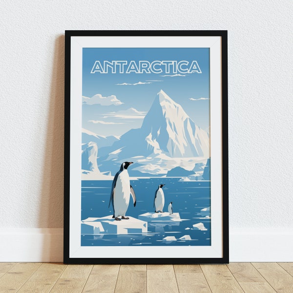 Antarctica Travel Poster Wall Art Print Antarctica Poster Printable Home Decor Antarctica Digital Download Wall Art Gift for Travelers