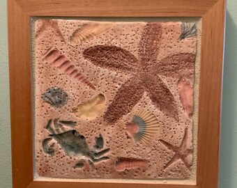 Handmade tile What lurks on the beach