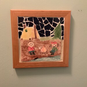 Kids camping mosaic