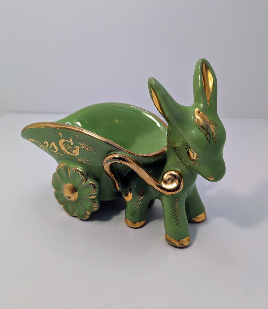 Vintage 1950's Donkey Pulling Cart Figurine Etsy