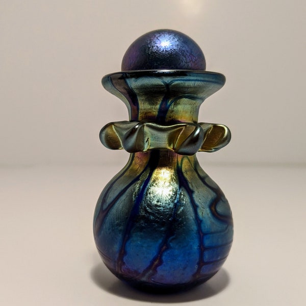 Signed studio art glass perfume bottle with stopper