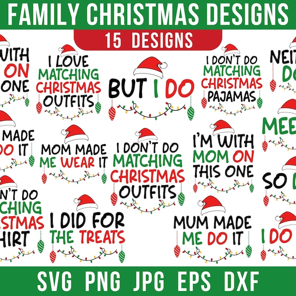 Ik doe niet aan matching, kerstoutfits SVG, maar ik wel PNG, familiematching, grappige kerst, paarmatching, bijpassende outfits, SVG-bestand