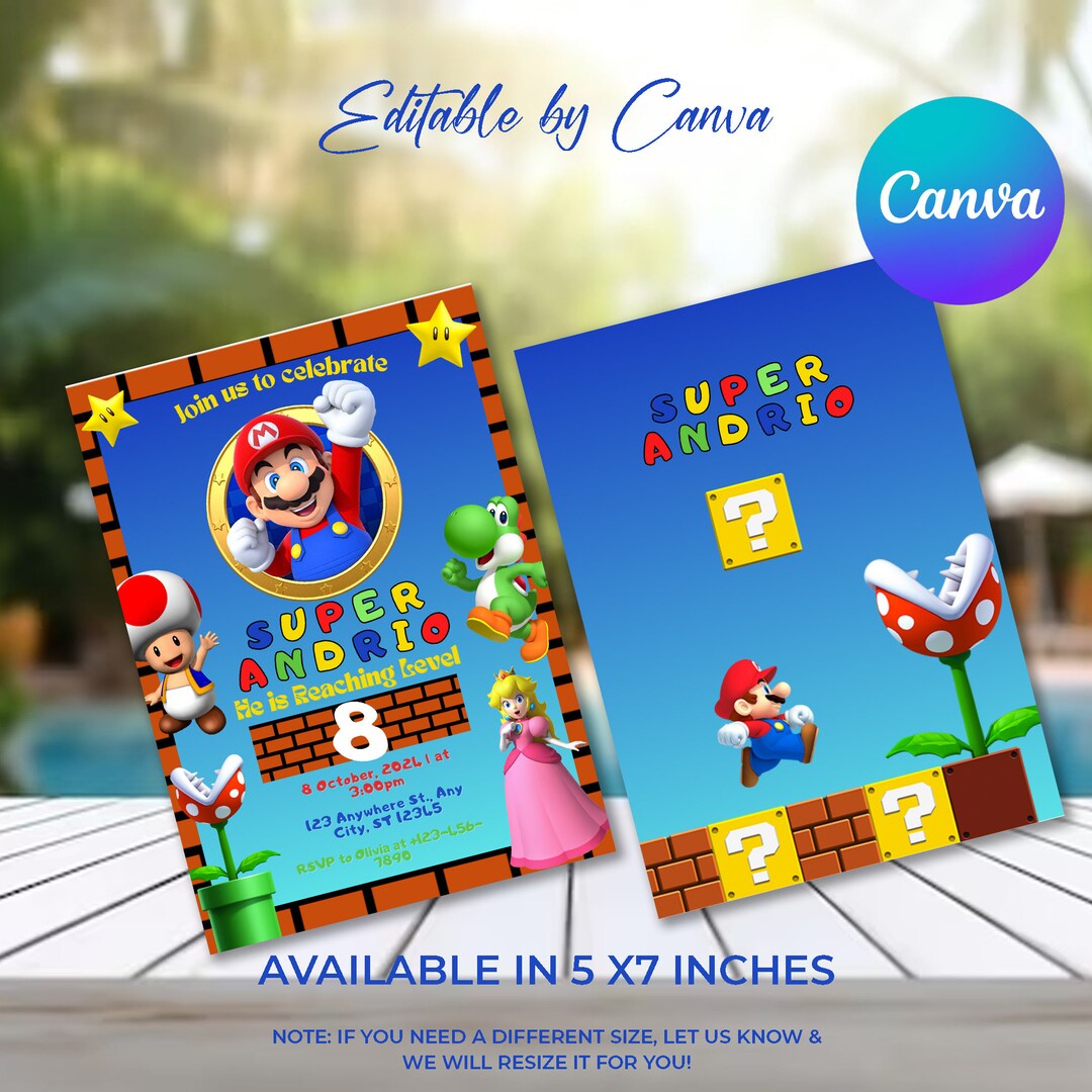 Editable Super Mario Birthday Invitation Template for All Age Kids Kids Birthday Party Super ...