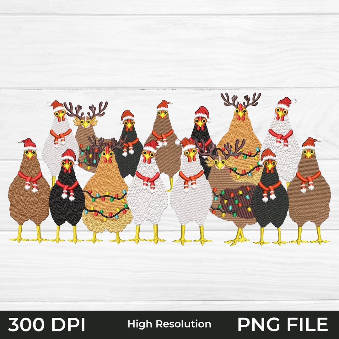 Chicken Christmas Lights Png, Farm Animal Christmas Png, Funny Chicken
