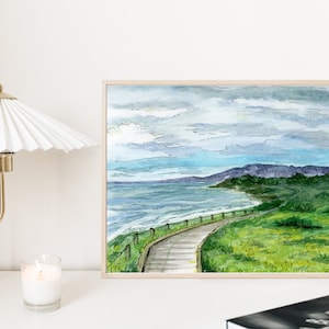 California Boardwalk Watercolor Painting