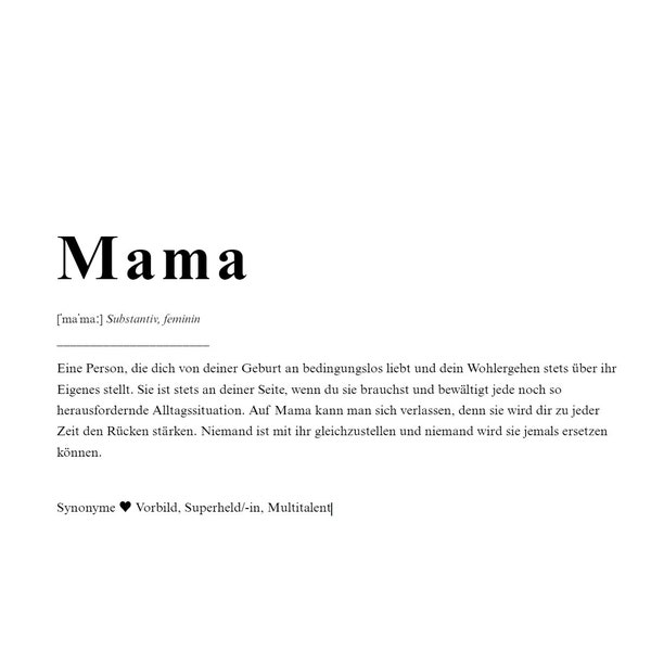 Mama - Definition Print Bild