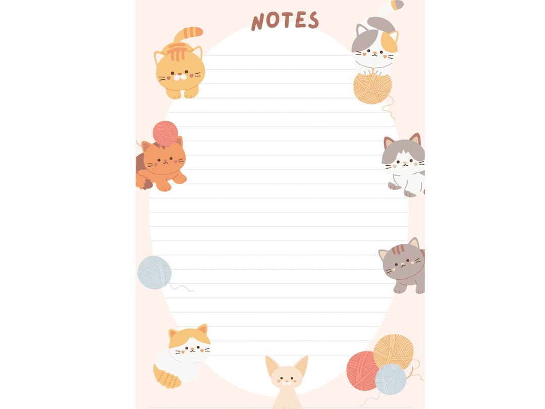 Cute Cat Paper printable A4, US Letter Lined, Unlined, Grid, Dotted - Etsy